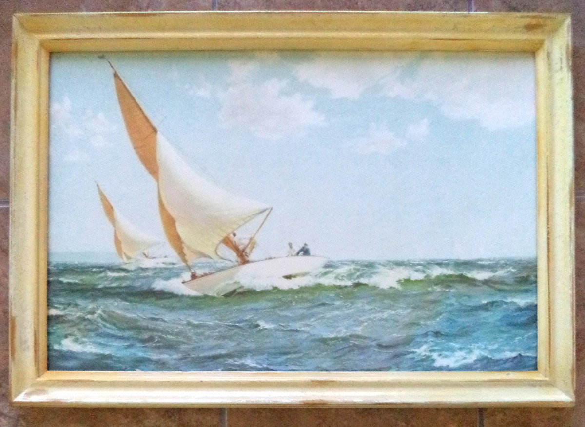 Vintage Saliboat Race Wall Art 'Neck And Neck' By Montague Dawson